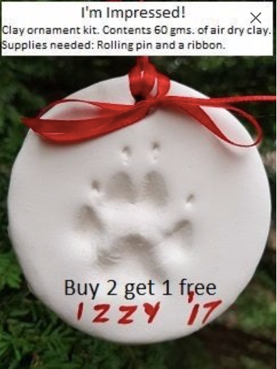 Pet clay impression Christmas ornament kit keepsake